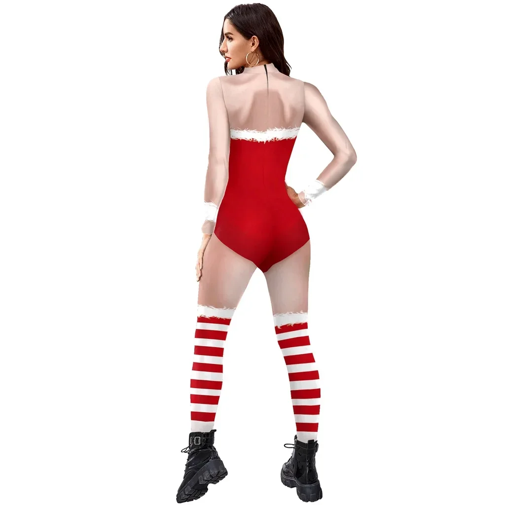 Macacão de Natal impresso 3D para homens e mulheres, estilo punk, traje cosplay, ano novo, Natal