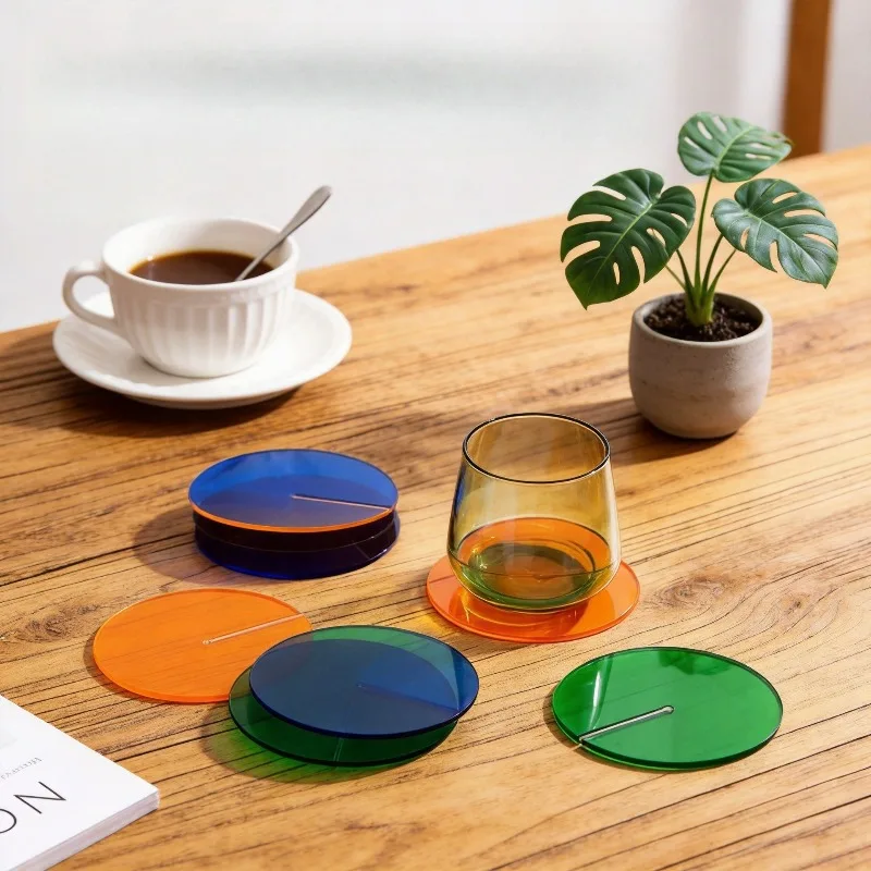random color1pc Solar System Planet Acrylic Coaster Round Anti-slip Heat Insulation Cup Mat Desktop Decoration