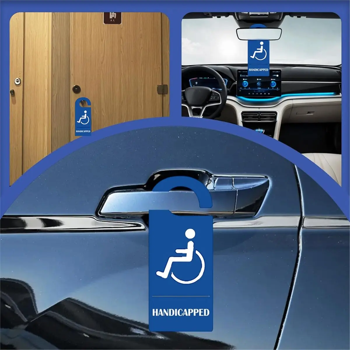 2026 New Handicap Parking Sign 3.5 X 8.5 Inch Hanger Handicap Parking Permit Safety Sign 6Pcs Wheelchair Reserved Parking Tag
