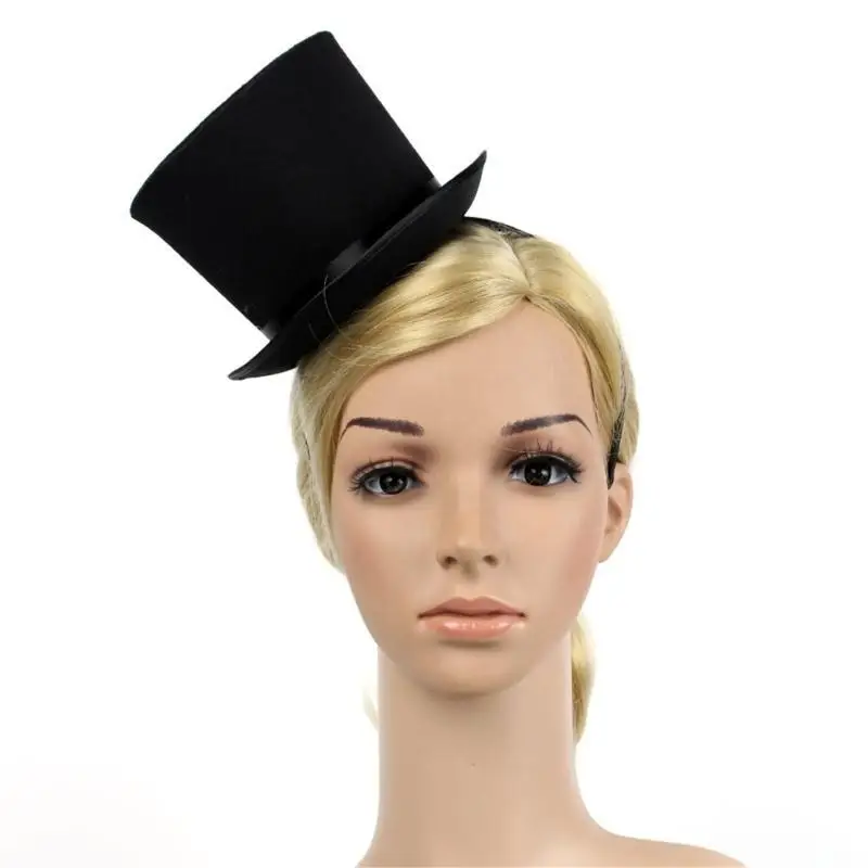 652F Elegante Sombrero Magos Sombrero Copa Diadema para Accesorio Unisex Elegante Sombrero Señora Panamá