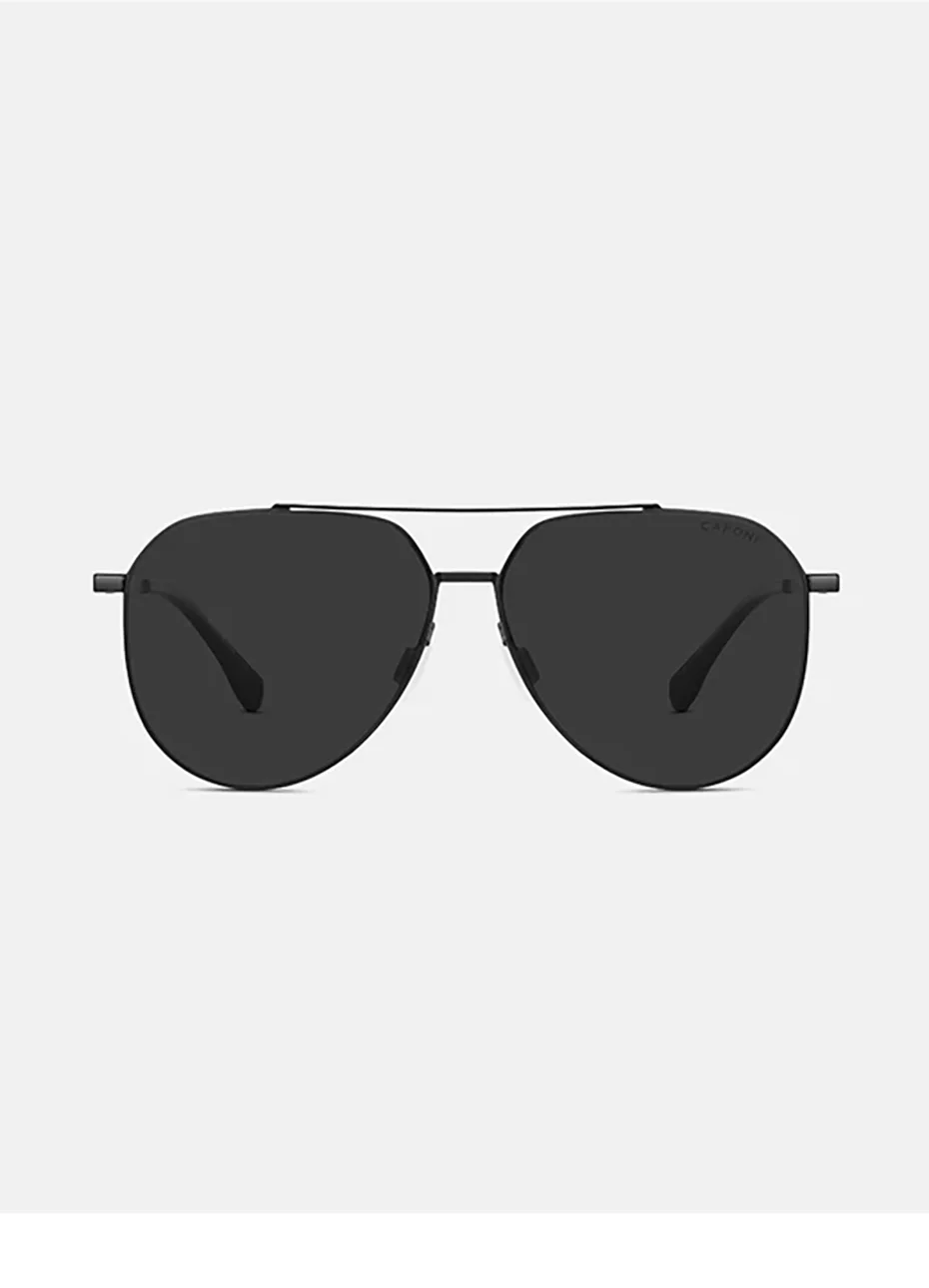 CAPONI Pilot Polarisierte Männer Schwarz Sonnenbrille Doppel Brücke Outdoor Fahren Sonnenbrille UV400 Original Design Schwarz Shades CP35713 – Detail 13