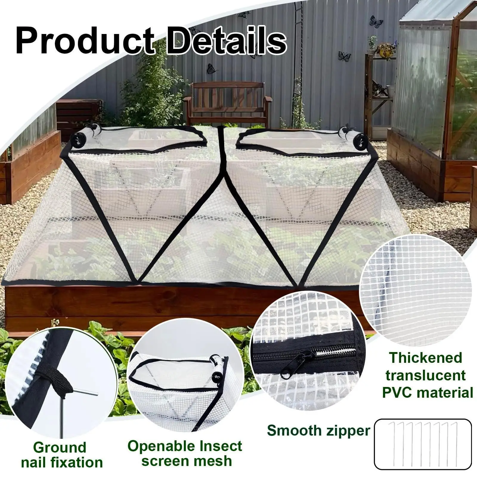 Accelerator Plant Cover with 8 Ground Nails Portable Waterproof Raised Bed Cover Small Greenhouse