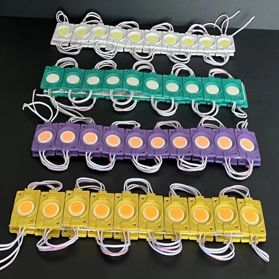 10PCS 12V หลายสี LED โมดูล COB Light Backlight Shop แบนเนอร์กันน้ํา IP65 ตกแต่งคริสต์มาสสีขาวสีฟ้าสีเหลือง