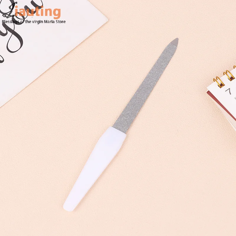 1PC Professional Metal Double-Sided Nail File Plastic Handle High Quality Nail Files DIY Pro Manicure Sharpening Pedicure Tool