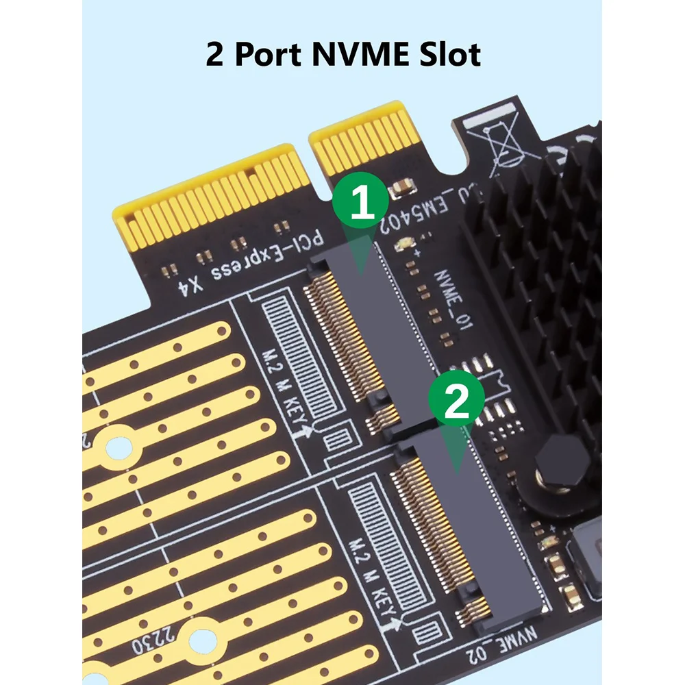 

BFYLW SSU PCI-E X4 to Dual NVMe PCIe Adapter,M.2 NVMe SSD to PCI-E X8/X16 Card Support M.2 (M Key) NVMe SSD 22110/2280/2260/2242