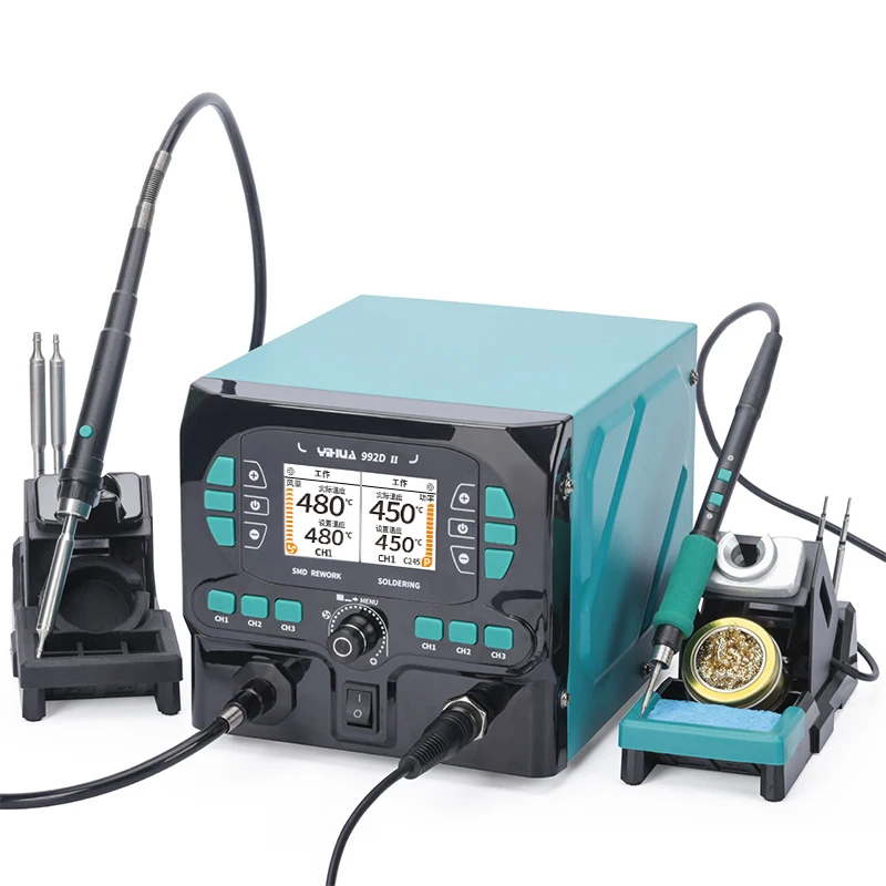 YIHUA 992D-II Precision Air Rework Station with 1/2/3/4mm Air Nozzle 210 245 Optional Soldering Iron 2 IN 1 Desoldering Station