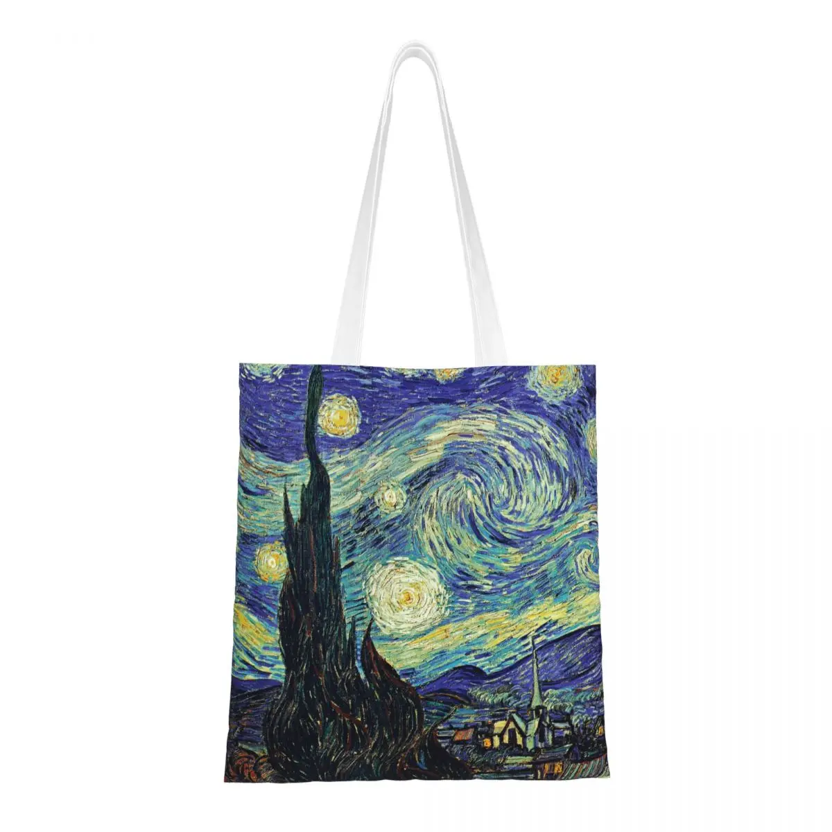 

Van Gogh Tote Bags Women Handbag Foldable College Shoulder Bag Printed Grocery Bag