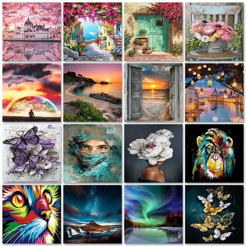 

PhotoCustom 60x75cm Painting by numbers Acrylic paints Picture Drawing Scenery DIY Paint by numbers On Canvas Home decor