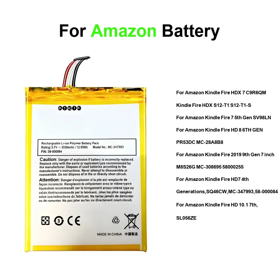 

For Amazon Kindle Fire 4TH HD7 4 HD 6TH 7TH X7 8 10.1 7 5TH Inch Gen pr53dc sv98ln 2019 ST28 MC-347993 MC-308594 Battery