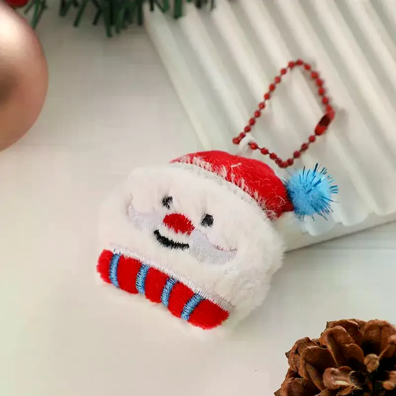 LLavero de Navidad de dibujos animados de felpa, colgante de muñeco de nieve de Papá Noel, mochila, adorno colgante, regalo de fiesta de Año Nuevo de Navidad