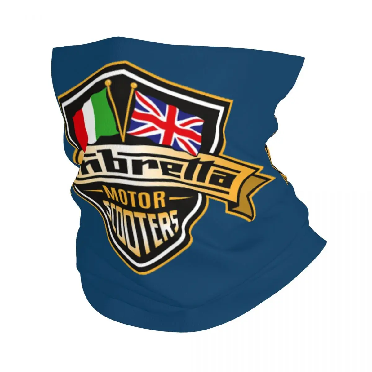 Lambretta Motor Scooters With Union Jack And Italian Flags Bandana Neck Cover Printed Mask Scarf Warm FaceMask Riding Men Women