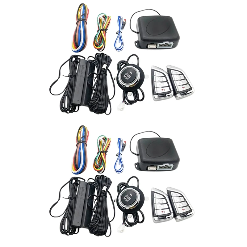 4X Car Engine One-Key Start-Stop Button System PKE Keyless Entry System Anti-Theft Alarm Remote Start Ignition System