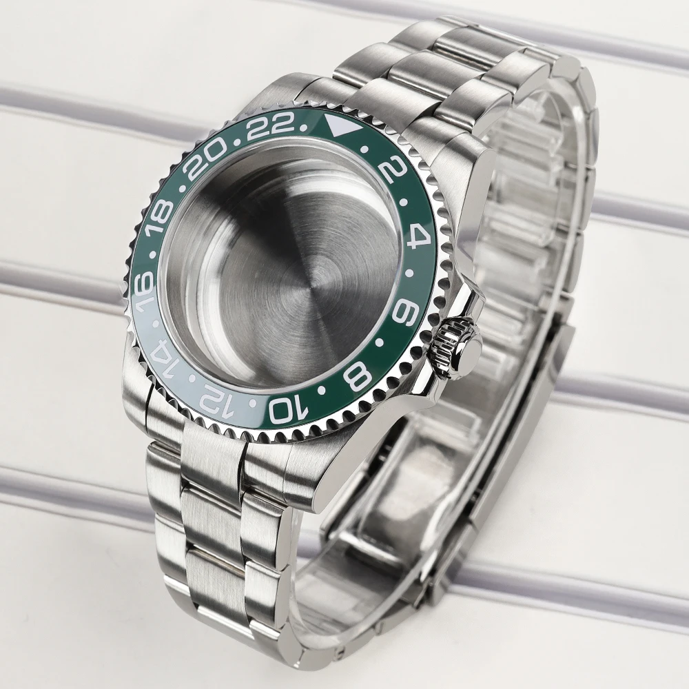 40mm NH35 Gehäuse Saphir für GMT SUB Yacht NH34 NH35 NH36 4R 7S Miyota8215 DG2813 ETA2824 Gebürstetes Oyster-Armband 2813 Uhrengehäuse – Detail 4