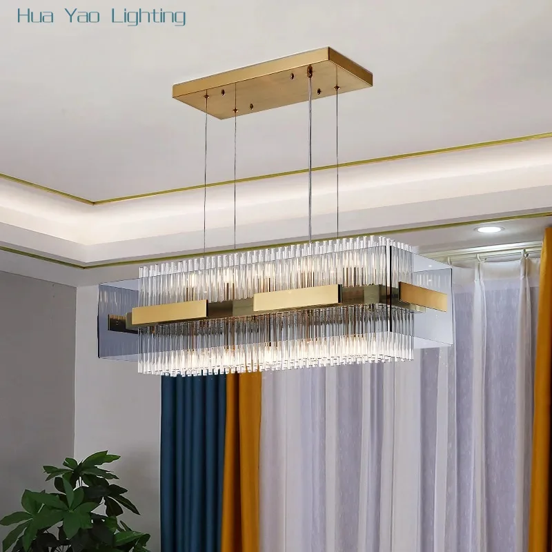 Square Restaurant Hanging Simple Glass Chandelier Innovative Decorative Lamp Model room Bar Table Lamp Creative Living room Lamp