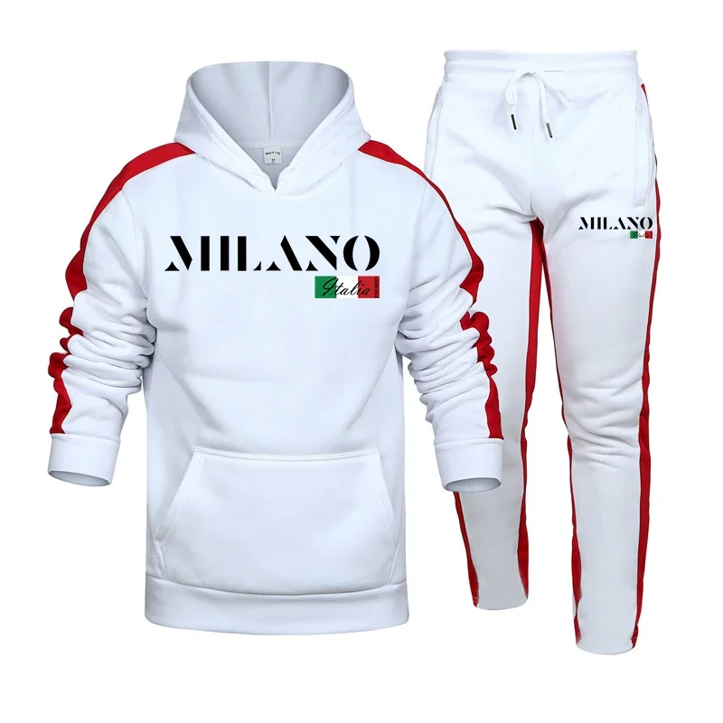 

Mens Tracksuit Printed Casual Hooded Sweatshirt Sweatpants Set Autumn Winter Sports Jogging Mens Clothing Street Sportswear 2025