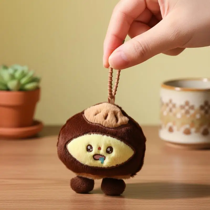 Cute Soft Plush Keyring Chestnut Peanut Pistachio Sunflower Seed Doll Pendant for Purse Car Bag Accessory