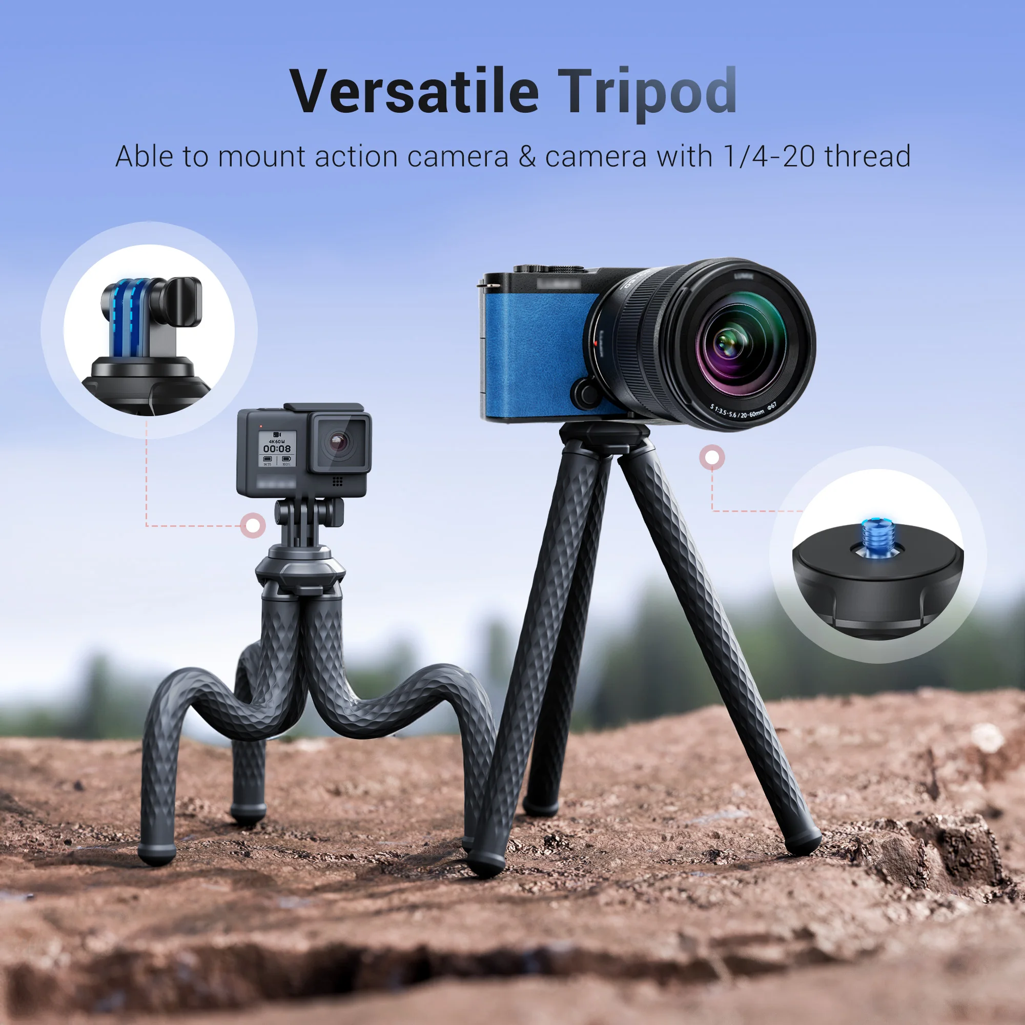 Extended Magnetic Flexible Bendable Octopus Tripod Holder Stand Mount for Magsafe &Android &Compact Camera & GoPro Travel Selfie