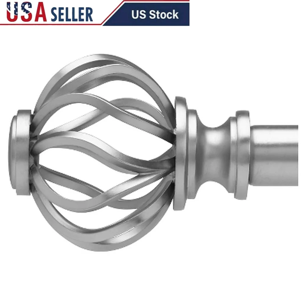 

Adjustable Curtain Rod Matte Nickel Steel Cage Finials 36-66 Inches Modern Design Easy Installation Supports 25 lbs