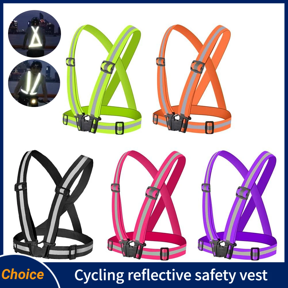 Adjustable Highlight Reflective Straps Night Running Riding Clothing Vest Safety Vest Elastic Band For Adults and Children