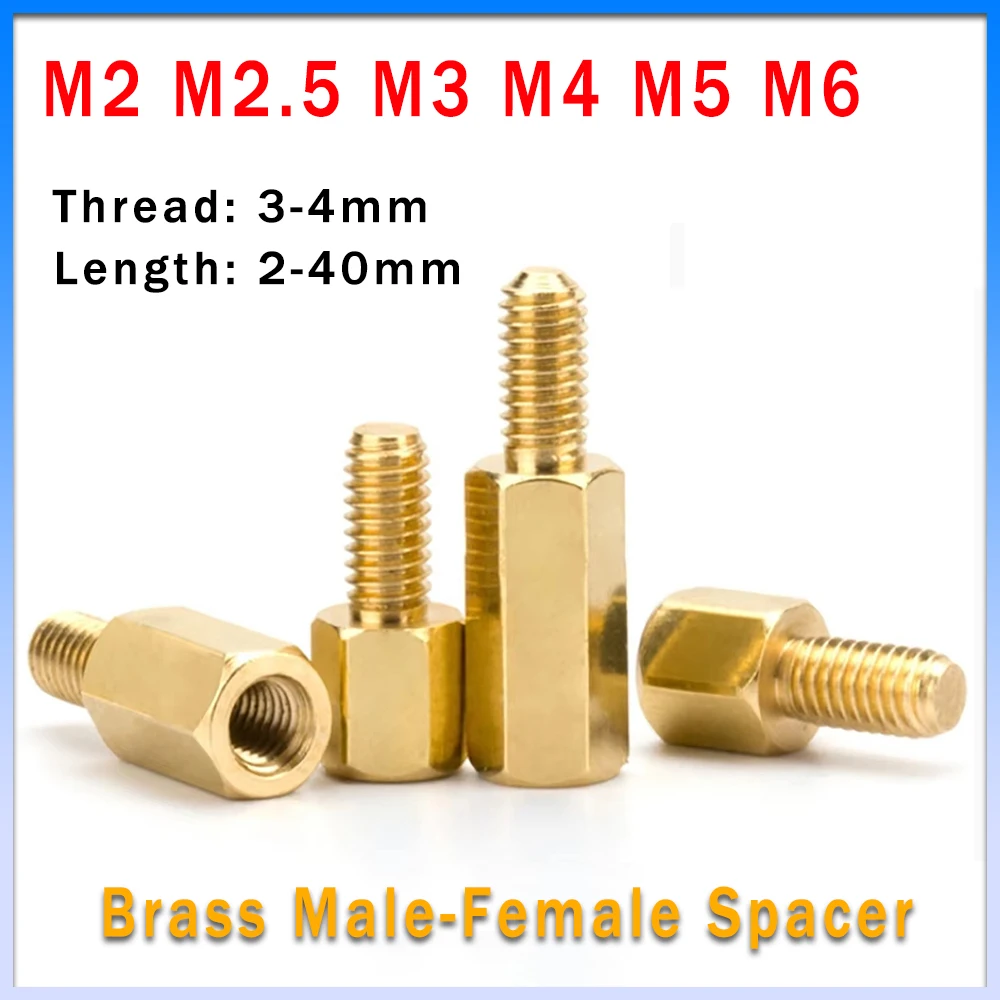 Hex Brass Standoff M2 -M6 Male Female Threaded Pillar PCB Column Spacer Screw Computer Motherboard Rack Mount Stud Hardware