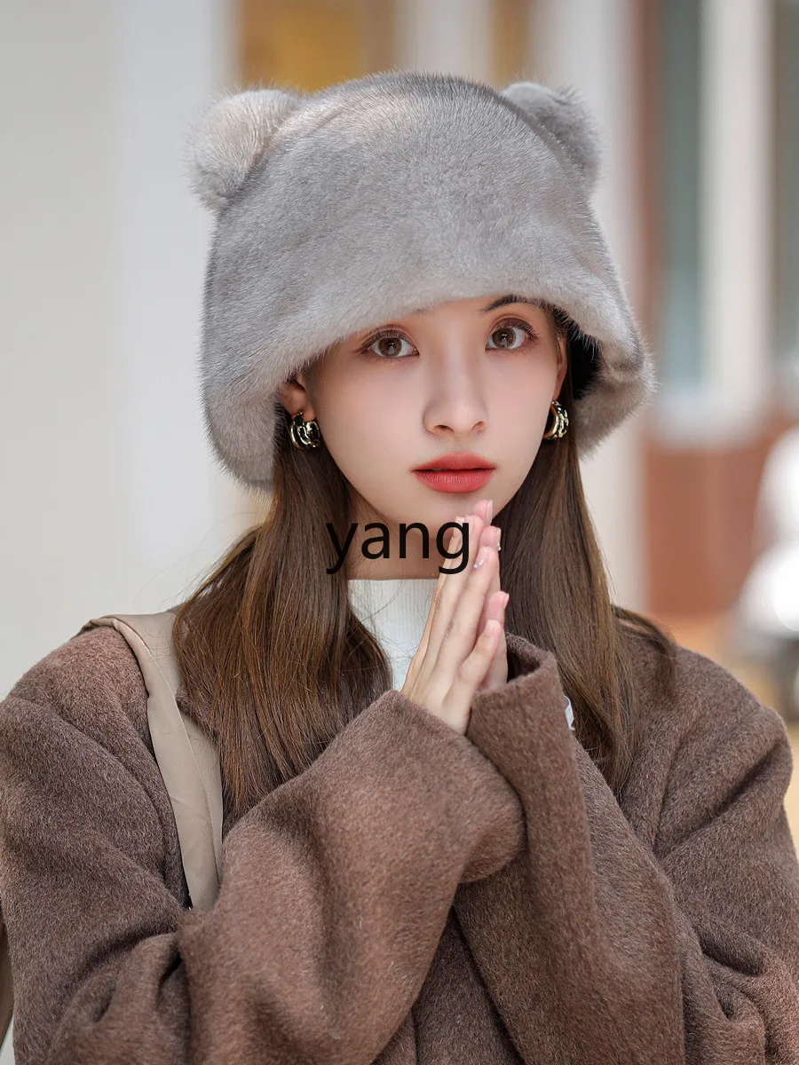 LMM autumn and winter mink hair ear protection warm fashion versatile new fur hat Korean version tide