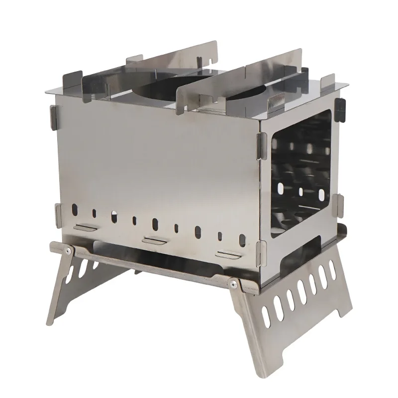 Outdoor Folding Wood Stove BBQ Camping Windproof Fire Table Portable Charcoal Fire Wood Barbecue Stove Camping Equipment