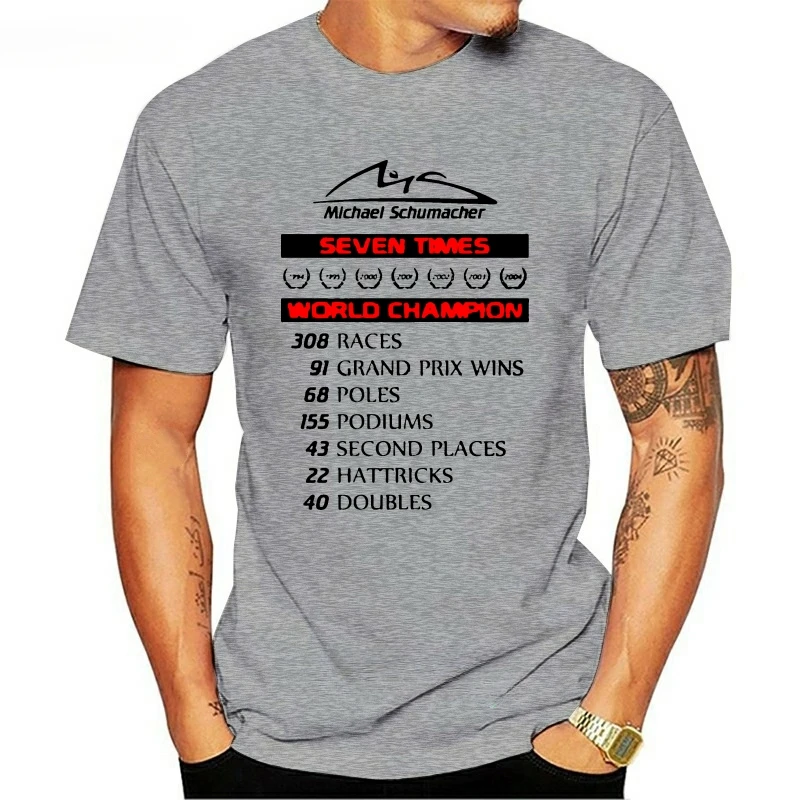 mens summer Tops  2021 New Fashion Brand Clothing Michael Schumacher Championship Records Racing Legend T-Shirt Size S To 3XL