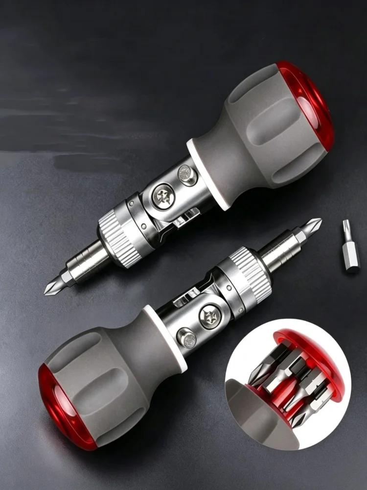 JUSTINLAU 8-in-1 Mini-Schnellratschenschraubendreher-Set 180 ° Verstellbarer Winkel, multifunktional für Hauswartungsarbeiten. – Detail 1