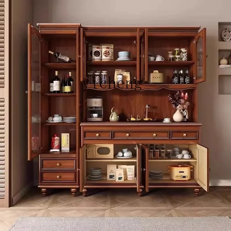 a1 Solid Wood Sideboard Cabinet Living Room Wall-Mounted Integrated Mahogany Storage Cabinet