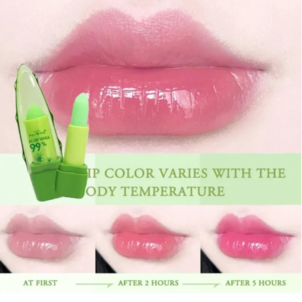 1Pcs Feuchtigkeit Lippenbalsam Langlebige Natürliche Aloe Vera Lippenstift Farbe Stimmung Ändern Lang Anhaltende Feuchtigkeitsspendende Lippenstift Anti Aging