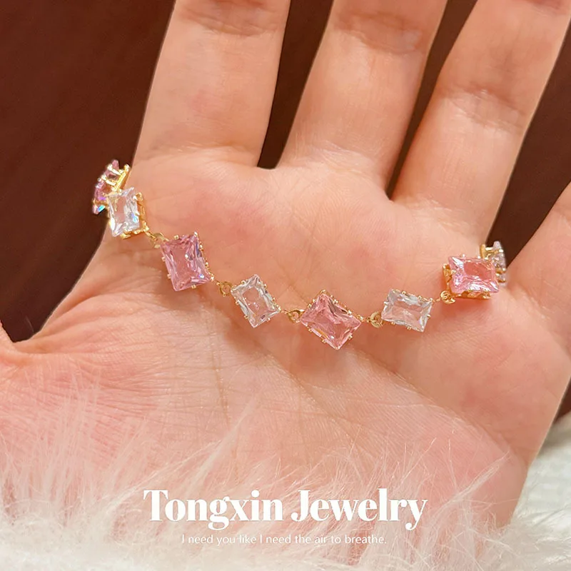Super flash zircon geometric bracelet light luxury senior sense bracelet small fresh fashion hundred pairs of jewelry