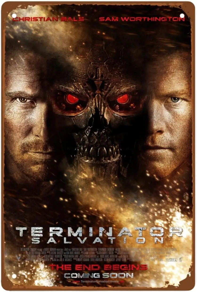 The End Begins Man Cave Decor Science Fiction Films Art Deco Metal Wall Tin Sign Retro Gift Vintage Decorations Terminator Salva