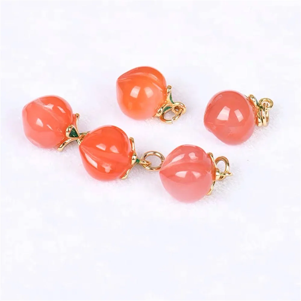 

Manufacturers Direct Sales Of Natural Salt Yuan South Red Candy Agate Fruit Pendant Honey Peach Cherry Accessories Small Necklac