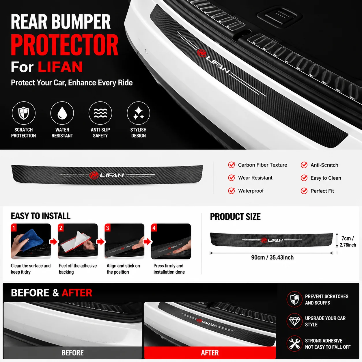 For lifan 620 ev 530 x50 x70 720 650 300 820 x60 520 630 x70 x40 320 x80 Car trunk Cloth fiber protect Car sticker accessories