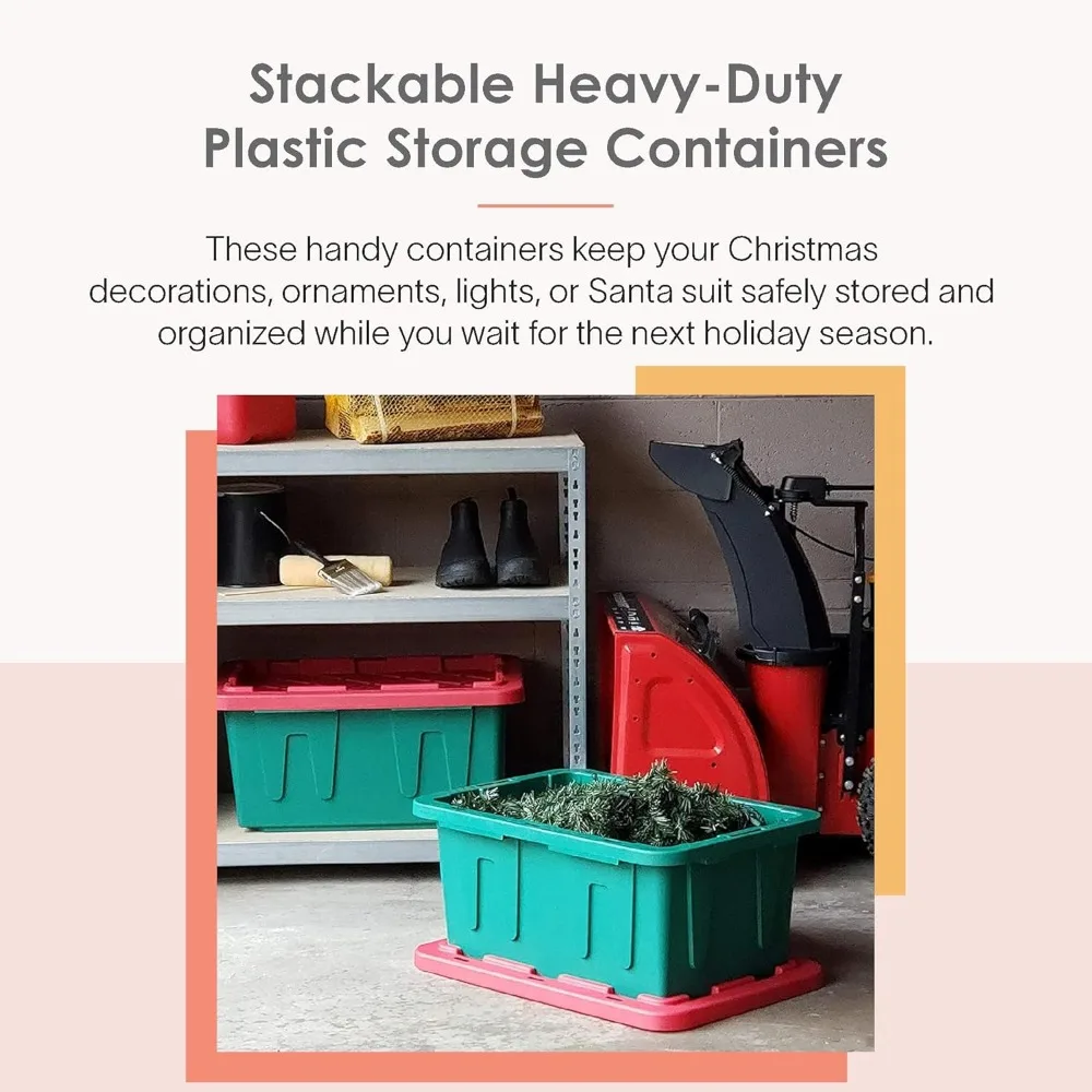 Storage Box, Stackable Plastic Holiday Storages Container, Heavy-Duty Nesting Christmas Storages Bins, Storage Box