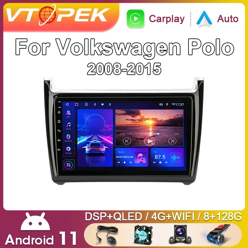 

Vtopek 9" 4G DSP 2din Android 11 Car Radio Multimedia Video Player GPS Navigation For Volkswagen VW Polo 2008-2020 Head Unit