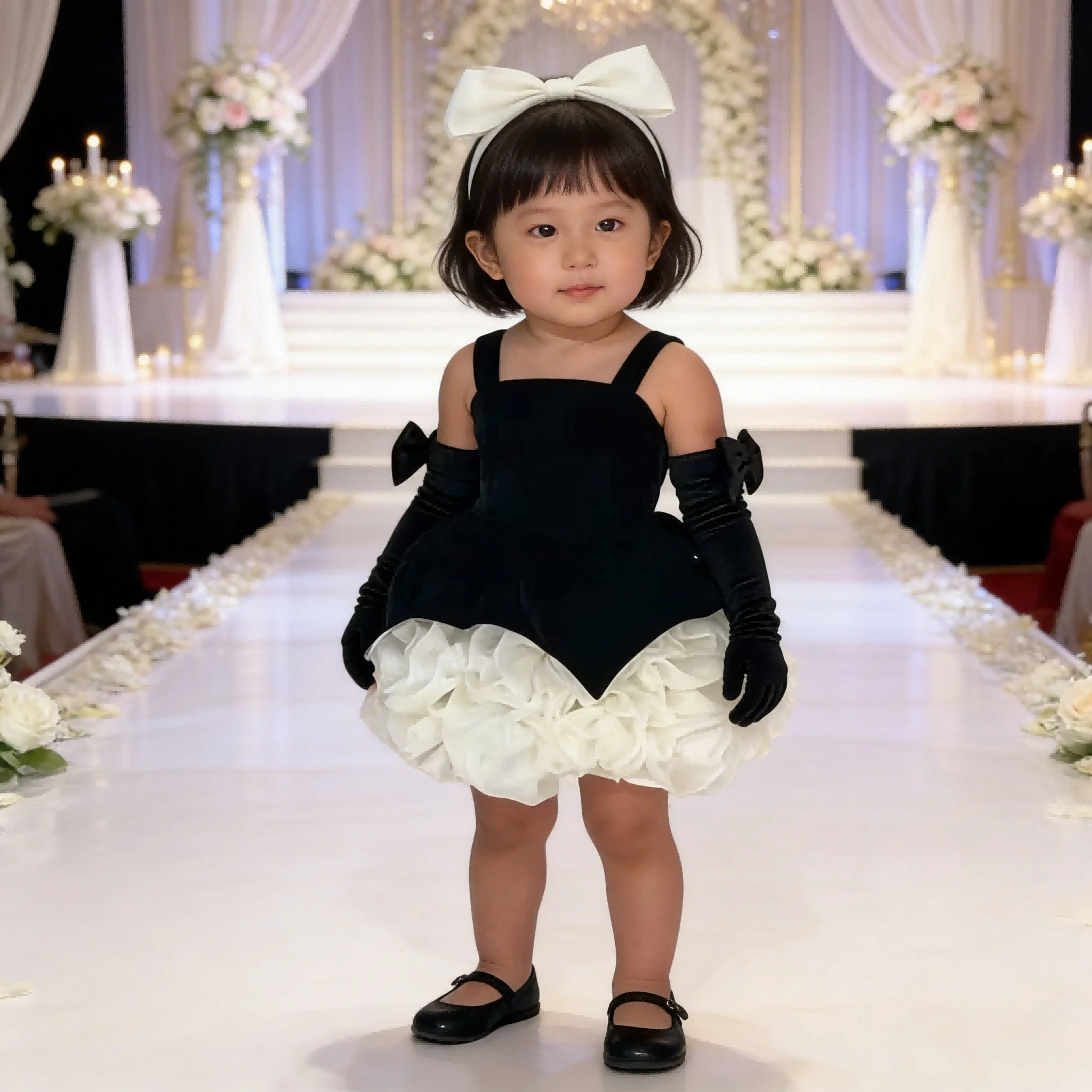 

Children Vintage Style Black Girls Party Dress Costume Puffy Princess Gown Birthday Pageant Dresses Vestido Host Fashion Show