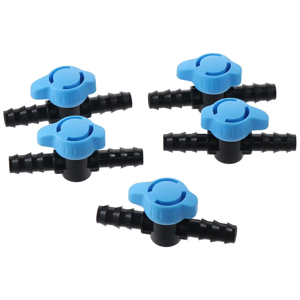 5pcs 16mm in-Line Ball Valve Drip Irrigation Black & Blue Plastic Water Valve Barbed Ball Valve Water,Oil,Gas