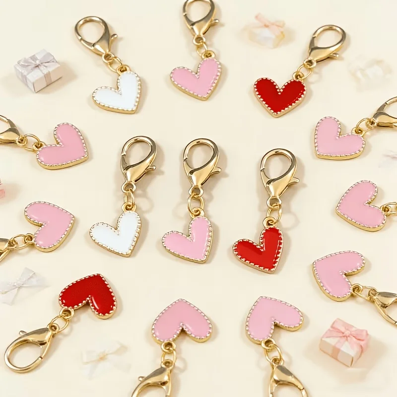 20pcs Heart-Shaped Keychain Set,with Heart-Shaped Pendant Charms, Fashionable Accessories,Elegant and Charming Women's Keychains