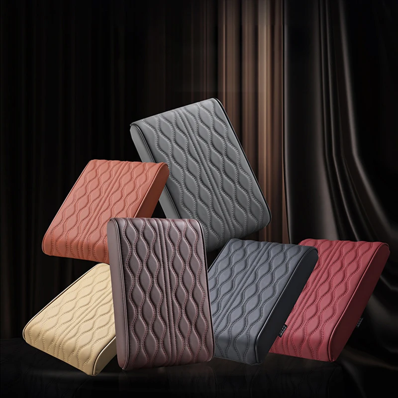 Car Armrest Box Height Pad Water Ripple Leather Memory Foam Height Pad Universal Auto Center Armrest Protective Cushion Support - Image 4