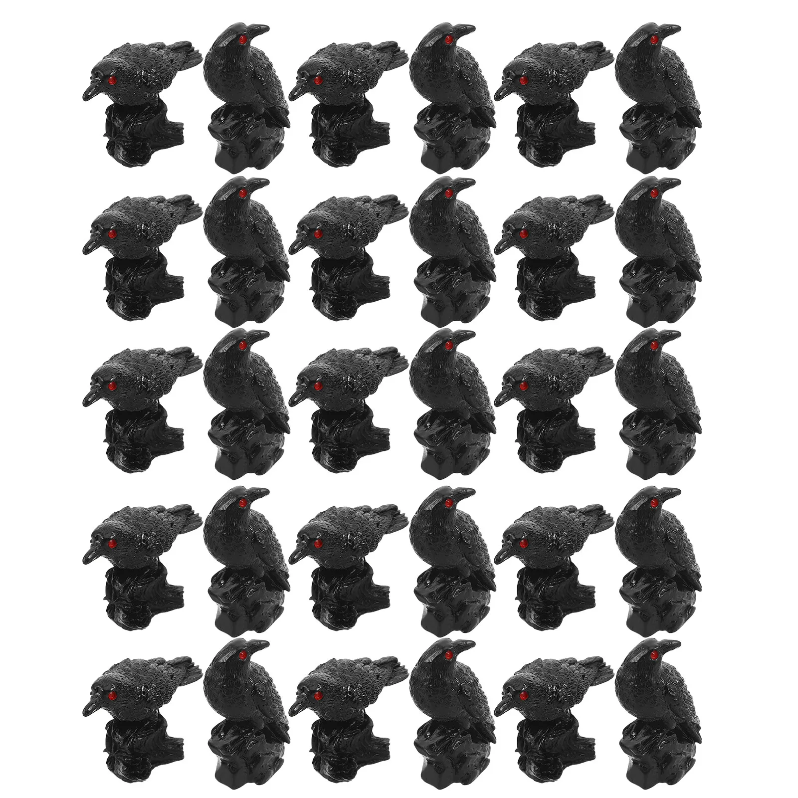 40Pcs Halloween Mini Resin Black Crows Lifelike Raven Bird Ornaments for Table Decor Fairy Garden Haunted House Props