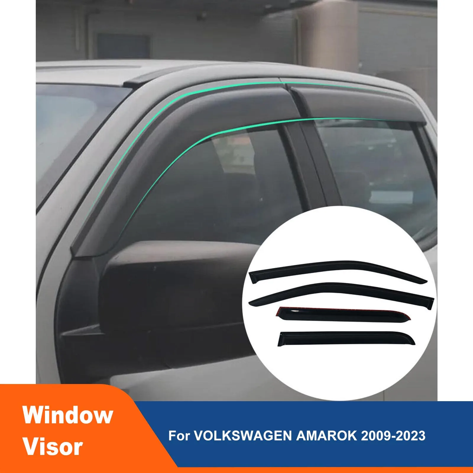 

Sun Rain Guard Wind Deflector Matte Black Window Visor For VOLKSWAGEN AMAROK 2009-2023 Double Cabin 4x4 Car Accessories