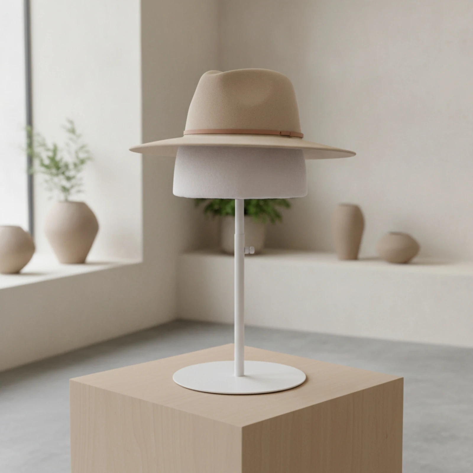 Hat Display Stand Height-Adjustable Hat Display with Round Base Hairpiece Stand Tabletop Countertop for Retailers, Boutique