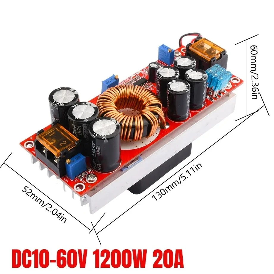 Convertisseur boost DC-DC 1200W 20A, module d'alimentation boost, chargeur de tension réglable