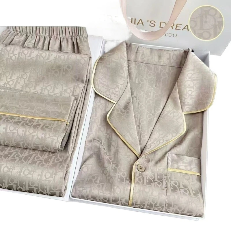 

Пижамы мужские, летние, весенне-осенние, тонкие брюки из ледяного шелка с длинными рукавами, новая домашняя одежда большого размера, которую можно носить вне костюма