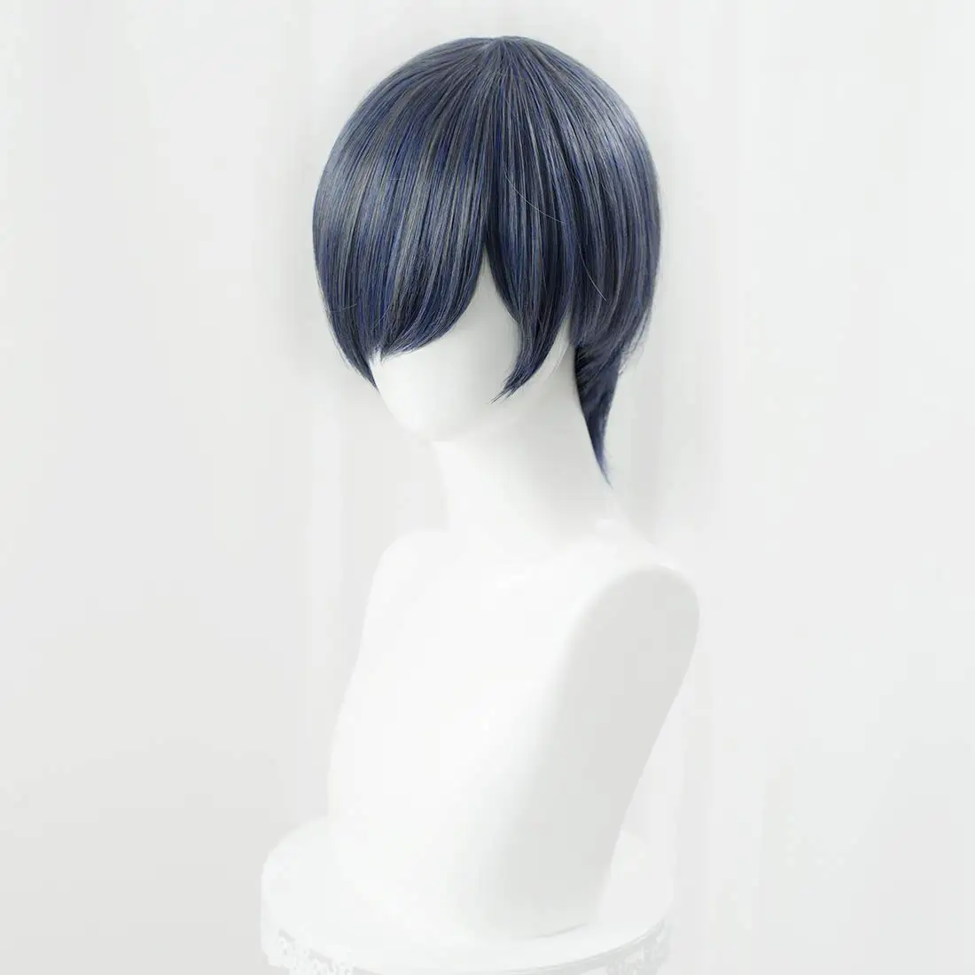 Sl anime perucas cinza + tapa-olho fantasia cosplay unissex curto cinza misto azul perucas de halloween para crianças e adultos com boné