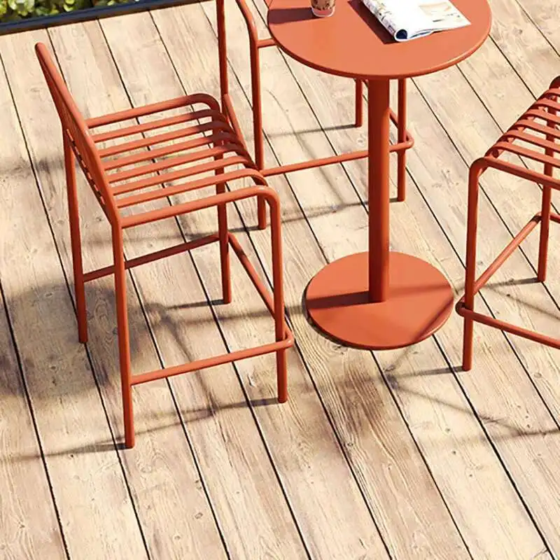 

Outdoor Restaurants Bars Chairs Coffee Shops Gardens Courtyards High Stools Iron Art Leisure Backrests Bar Tables Chairs YX50BC