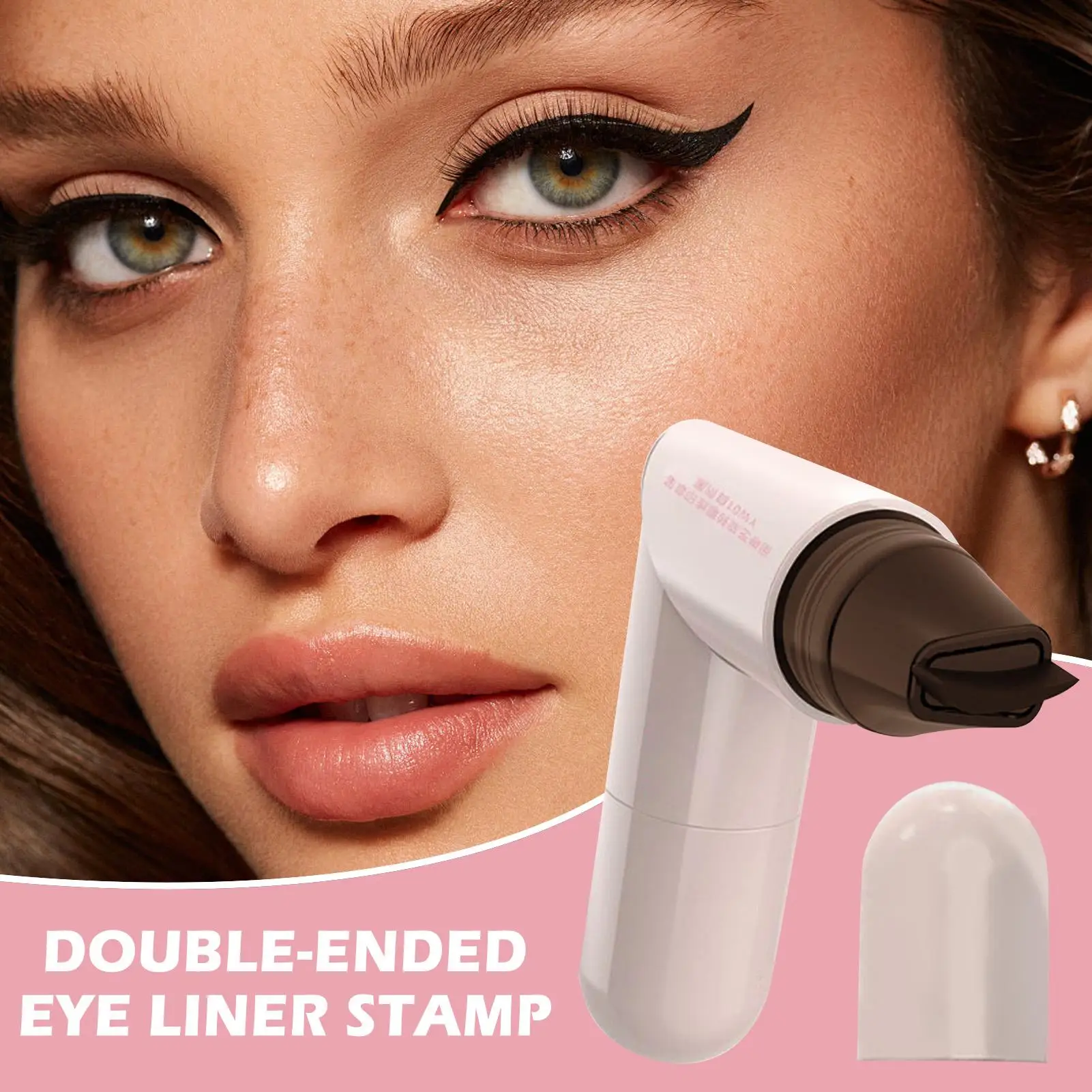 Sello de extremo de ojo alado, doble punta, maquillaje para mujer, sello de ala de extremo de ojo, plantilla impermeable, delineador de ojos portátil de secado rápido, cosméticos