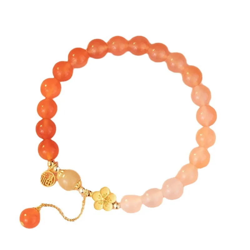 Sterling Silver Peach Blossom Hetian Jade Bracelet: Light Luxury Niche 2026 Valentine's Day Gift for Girlfriends