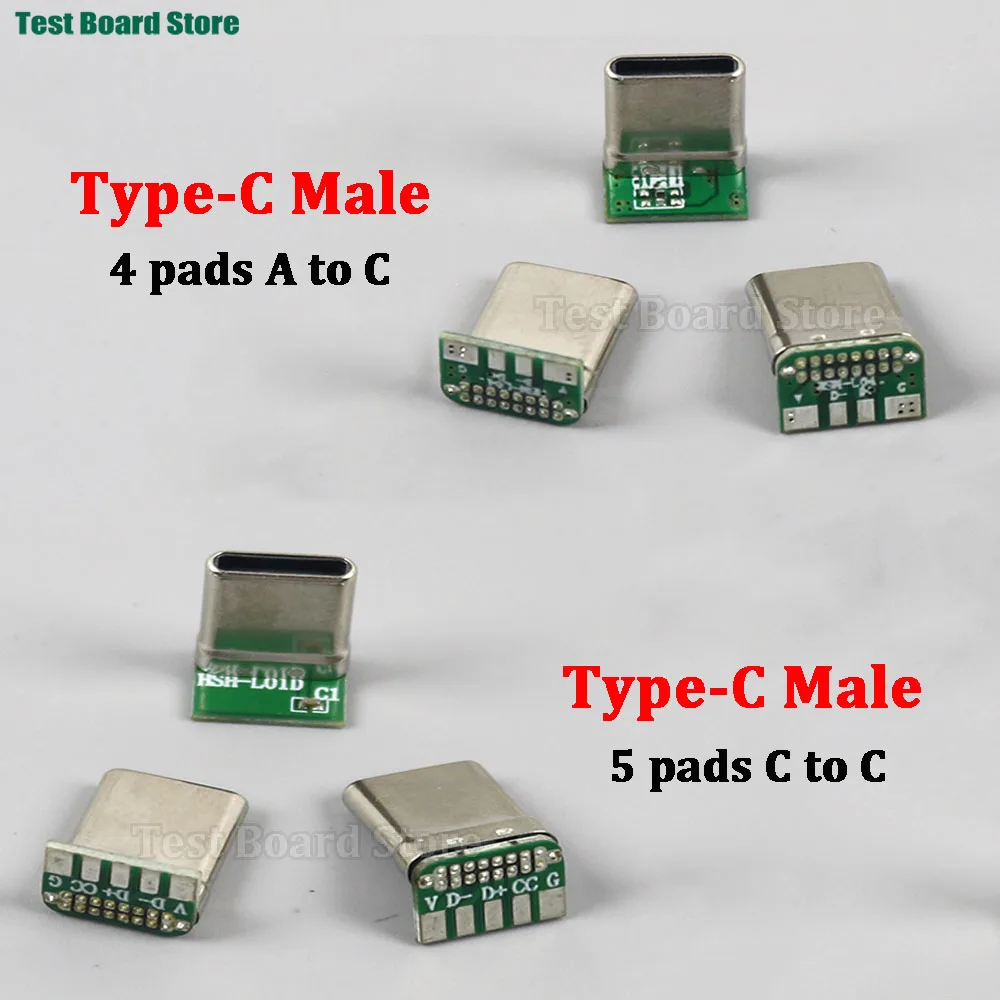 

20PCS/lot Type-C 90 Degree Male Head 4/5 Solder Pads CTOC Stretching Shell Mobile Data Cable Connector Game Charging PD Plug